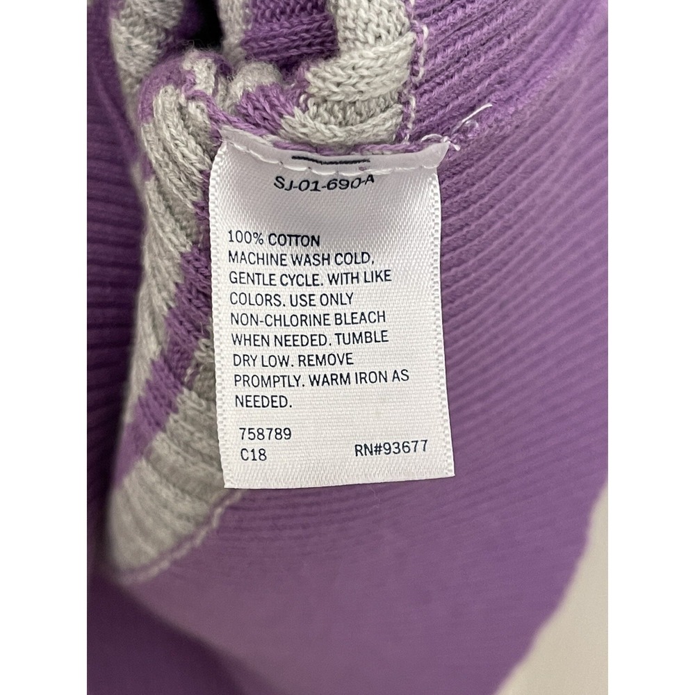 NEW St. John's Bay Sweater Women 1X Purple Striped Ribbed Knit Preppy Layering - Picture 3 of 4